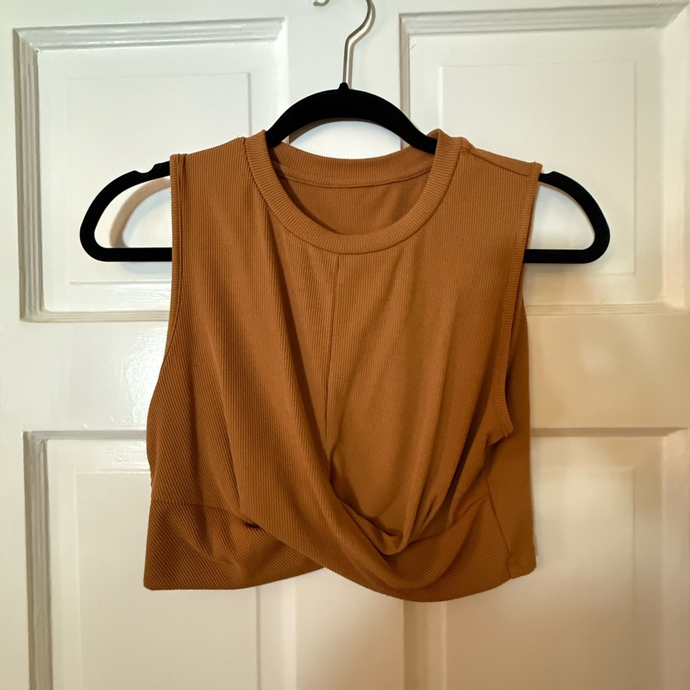 Twist Front Tan Crop Top